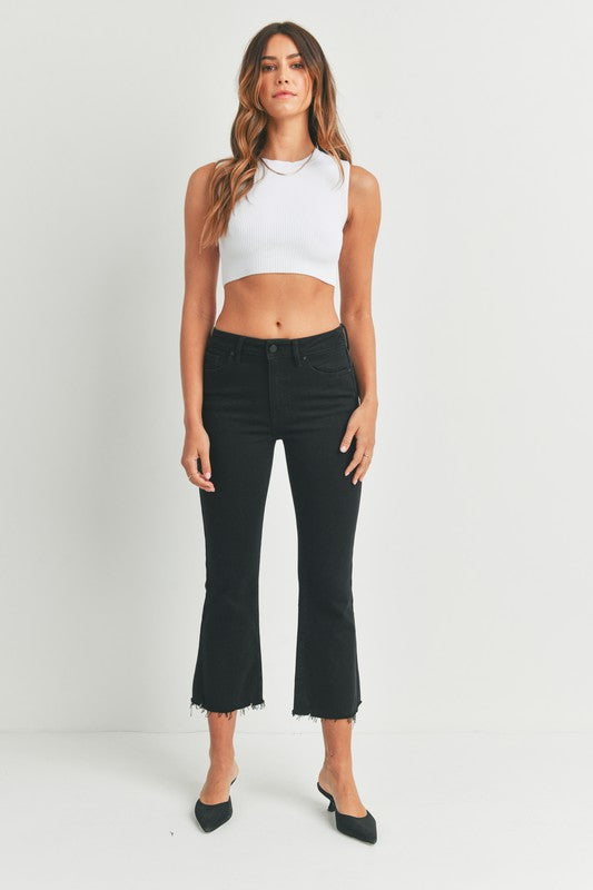 HR CROP FLARE W/ DISTRESSED HEM