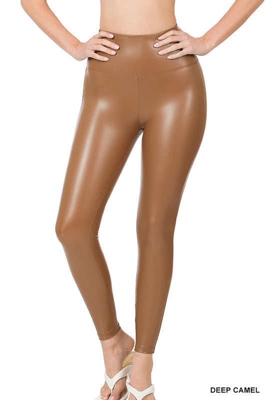 HIGH RISE FAUX LEATHER LEGGINGS