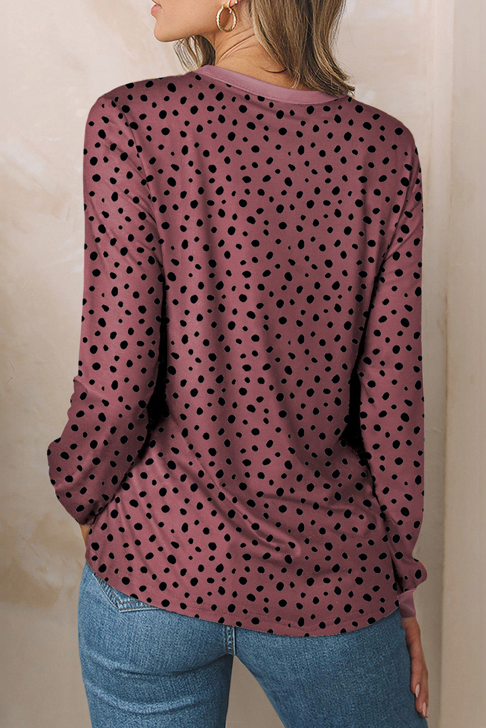 Apricot Animal Spots Printed Plus Size Long Sleeve Top