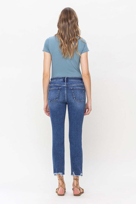 High Rise Crop Slim Straight Jeans