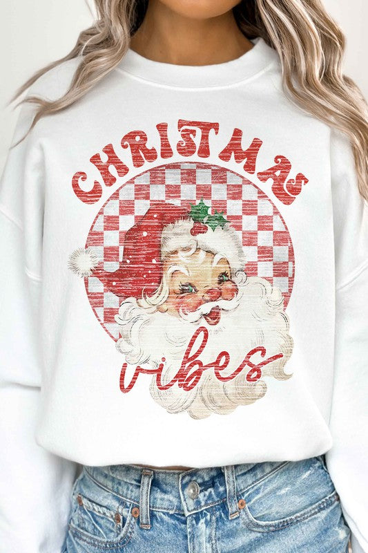 CHRISTMAS SANTA VIBES OVERSIZED GRAPHIC SWEATSHIRT