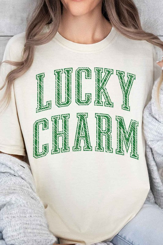 LUCKY CHARM ST PATRICKS OVERSIZED GRAPHIC TEE