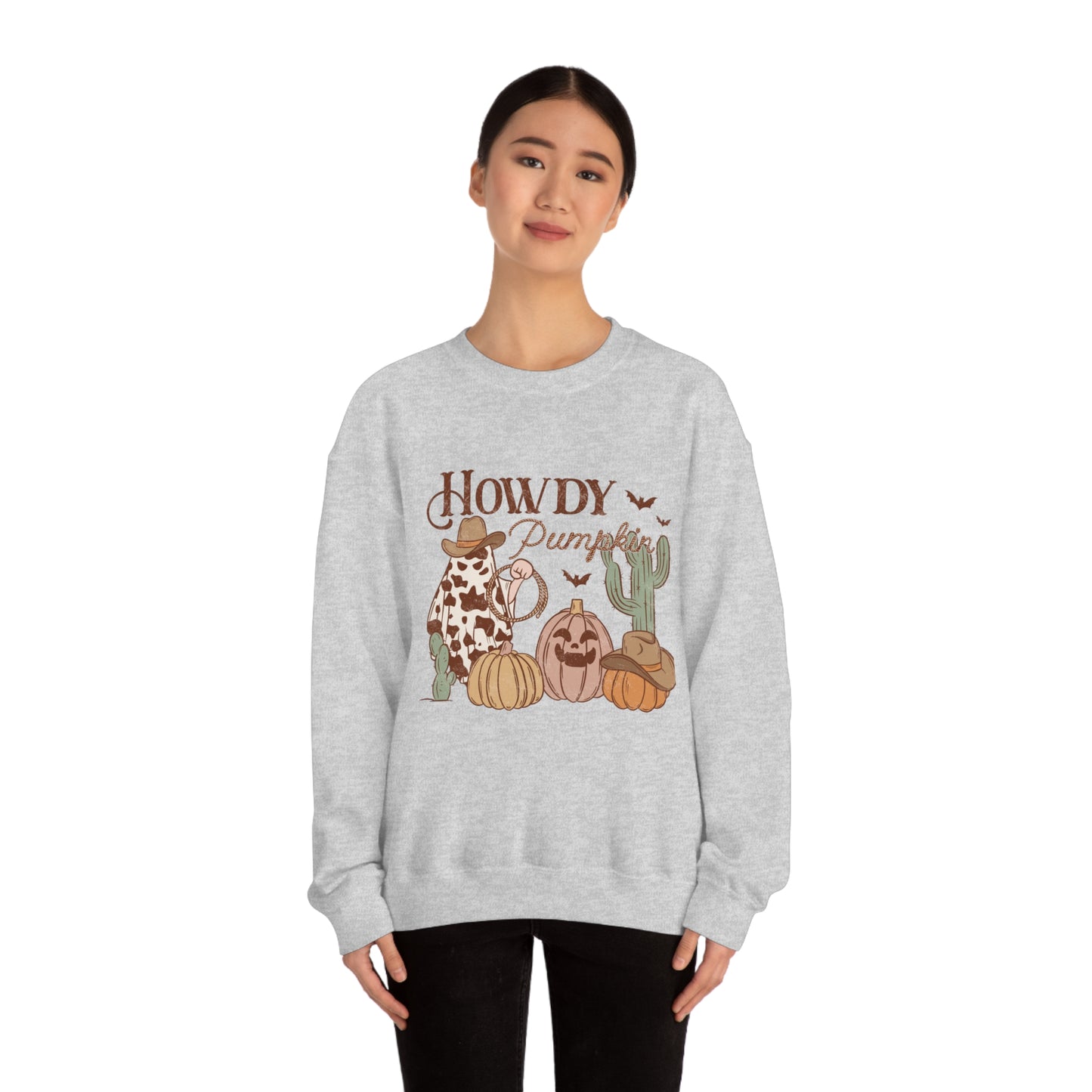 Howdy Pumpkin Cactus Ghost Unisex Heavy Blend™ Crewneck Sweatshirt