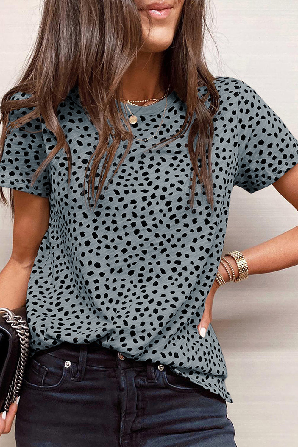 Apricot Animal Spots Printed Plus Size Long Sleeve Top