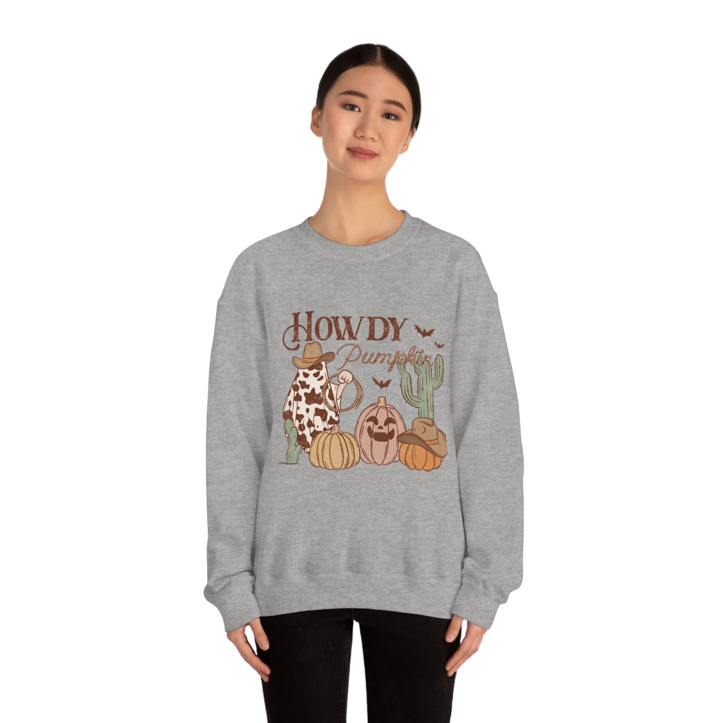 Howdy Pumpkin Cactus Ghost Unisex Heavy Blend™ Crewneck Sweatshirt