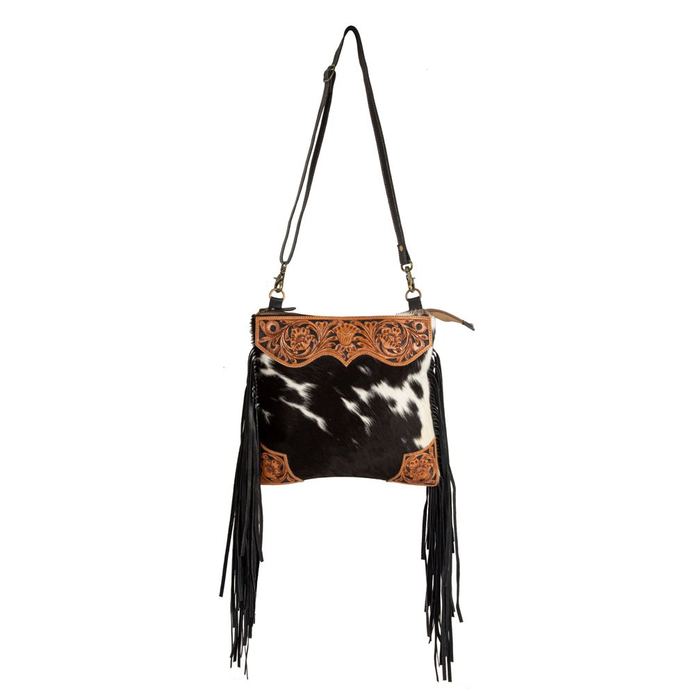 TUMBLEWEED TRAIL FRINGED HAND-TOOLED BAG