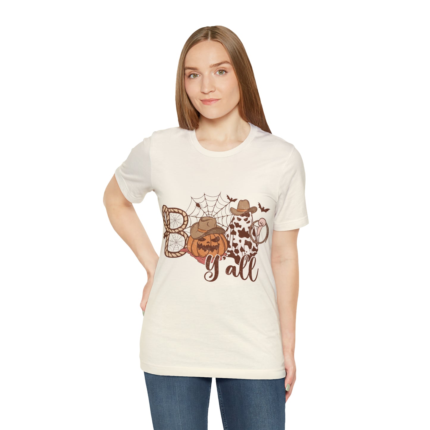 Boo Y’all Western Ghost Pumpkin Bella Canvas Unisex Jersey Short Sleeve Tee