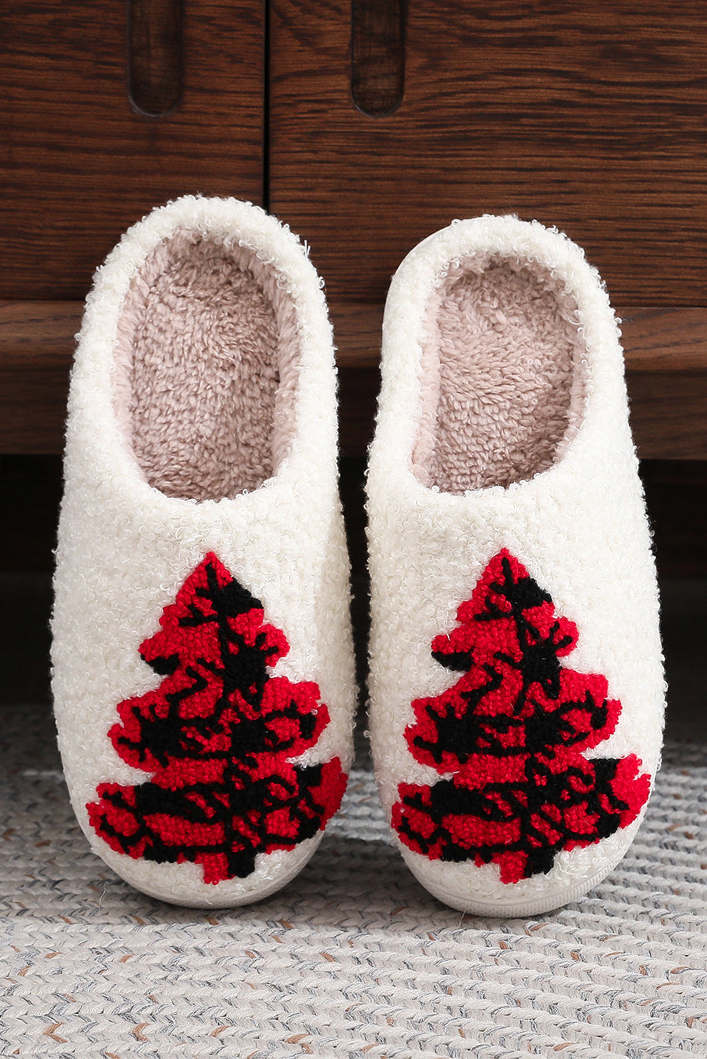 White Valentines Day Hearts Print Plush House Slippers