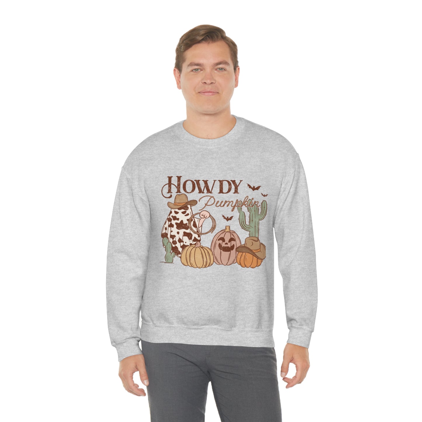 Howdy Pumpkin Cactus Ghost Unisex Heavy Blend™ Crewneck Sweatshirt