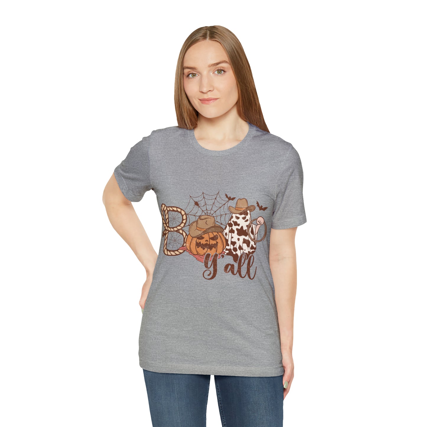 Boo Y’all Western Ghost Pumpkin Bella Canvas Unisex Jersey Short Sleeve Tee