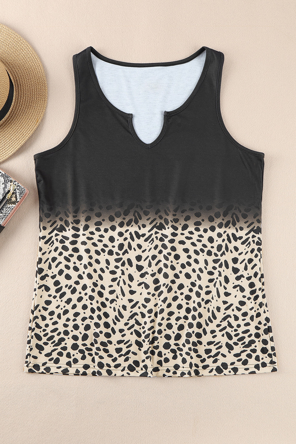 Black Ombre Leopard Print T-shirt