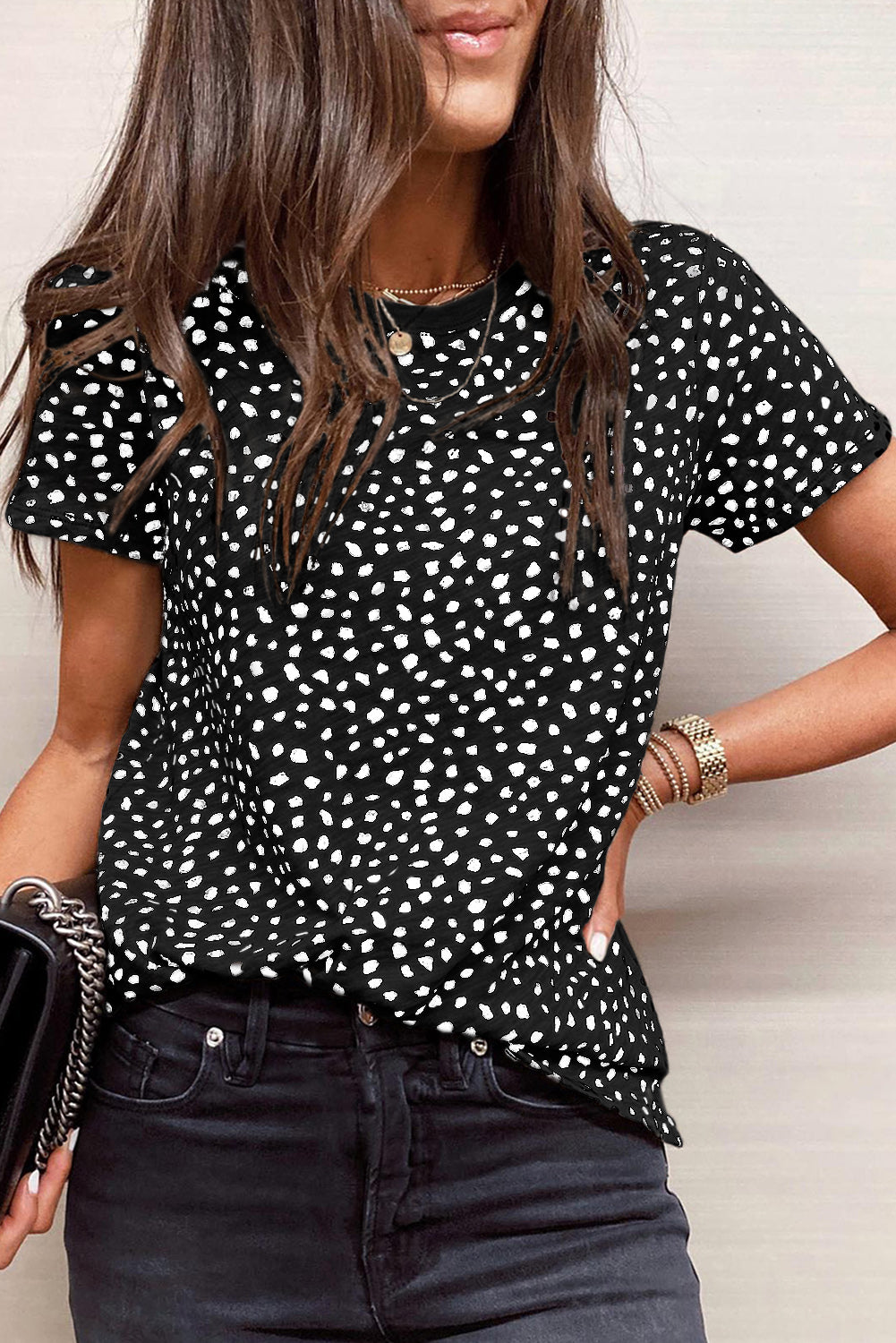 Apricot Animal Spots Printed Plus Size Long Sleeve Top