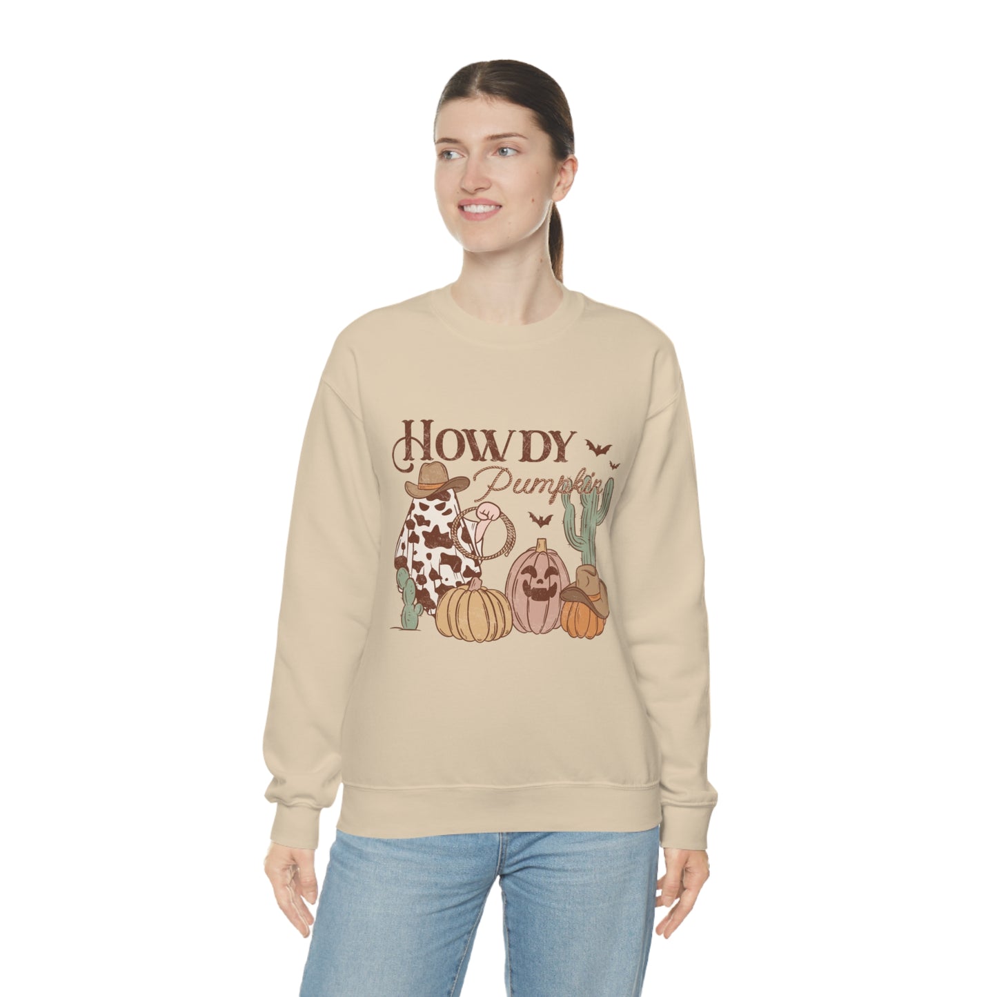 Howdy Pumpkin Cactus Ghost Unisex Heavy Blend™ Crewneck Sweatshirt