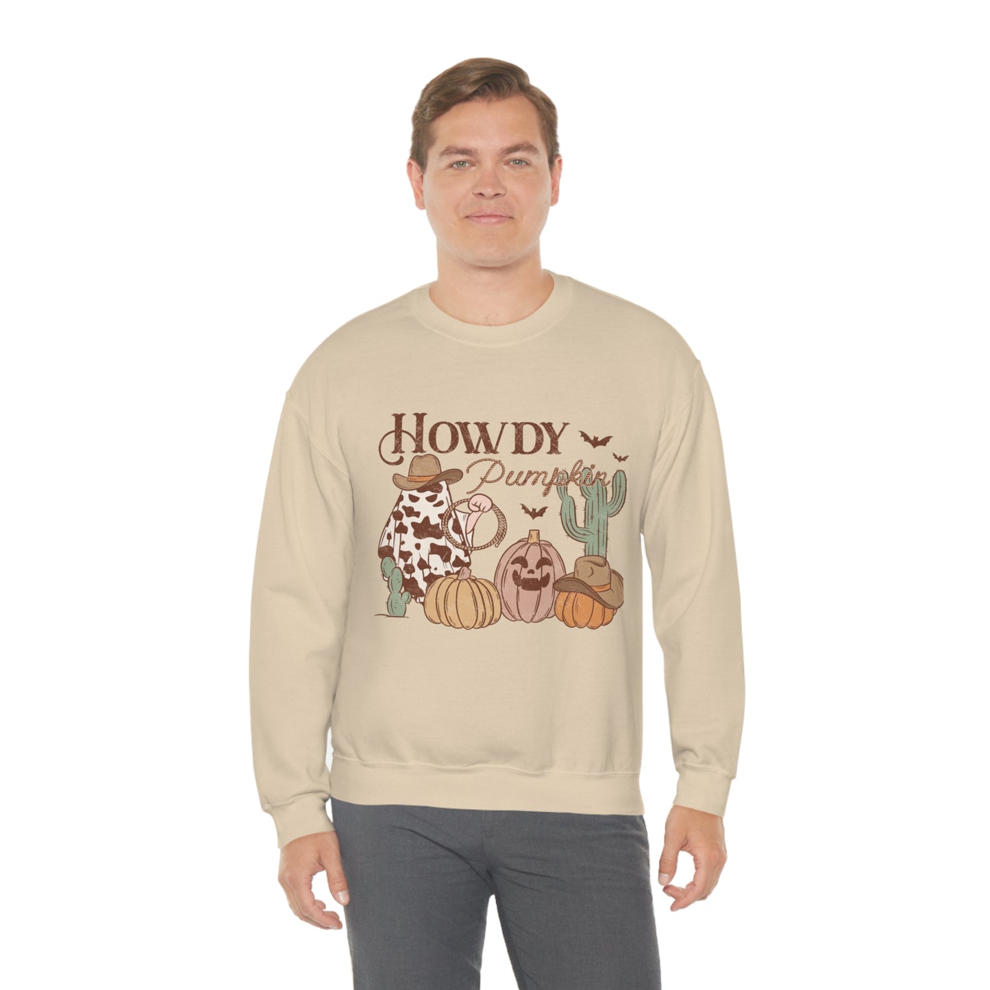 Howdy Pumpkin Cactus Ghost Unisex Heavy Blend™ Crewneck Sweatshirt