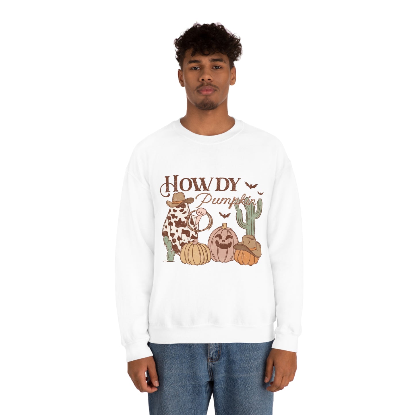 Howdy Pumpkin Cactus Ghost Unisex Heavy Blend™ Crewneck Sweatshirt