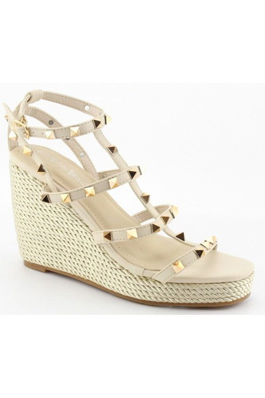 wedge heel sandal has weaving texture platform wed