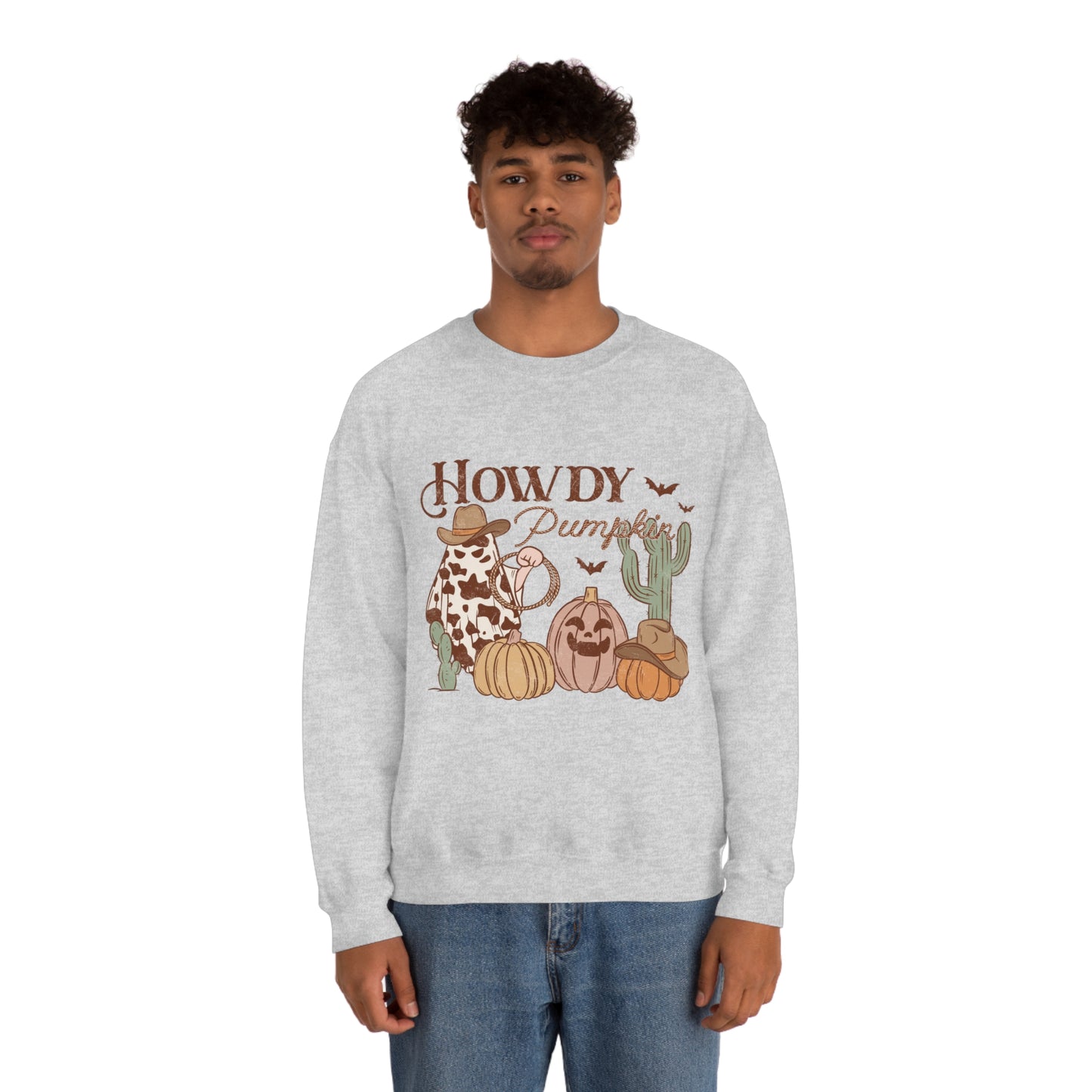 Howdy Pumpkin Cactus Ghost Unisex Heavy Blend™ Crewneck Sweatshirt