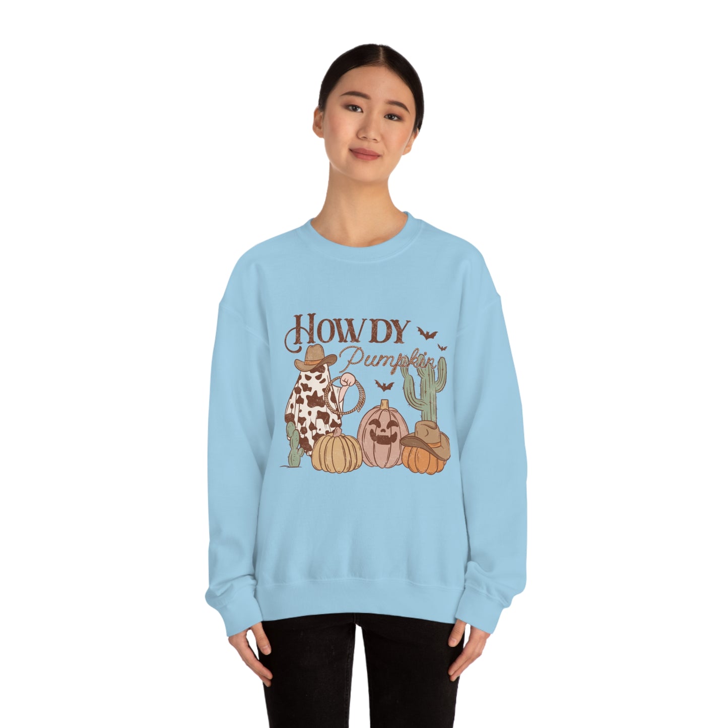 Howdy Pumpkin Cactus Ghost Unisex Heavy Blend™ Crewneck Sweatshirt