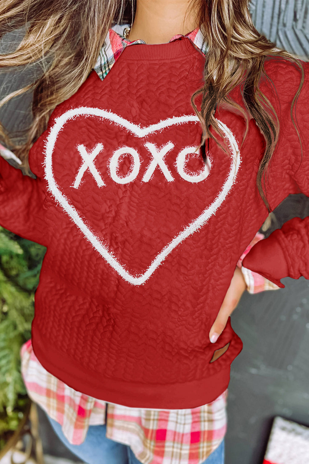 Bright White Merry And Bright Cable Knit Pullover Sweatshirt