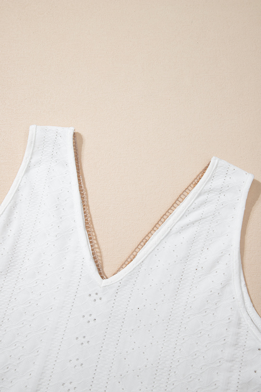 White Eyelet Strappy Scoop-Neck Tank Top