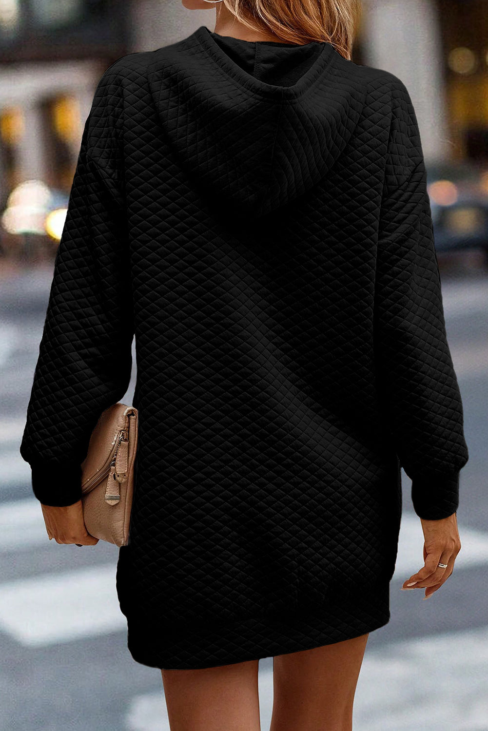 Rose Quilted Buttoned Neckline Stand Neck Pullover Sweatshirt