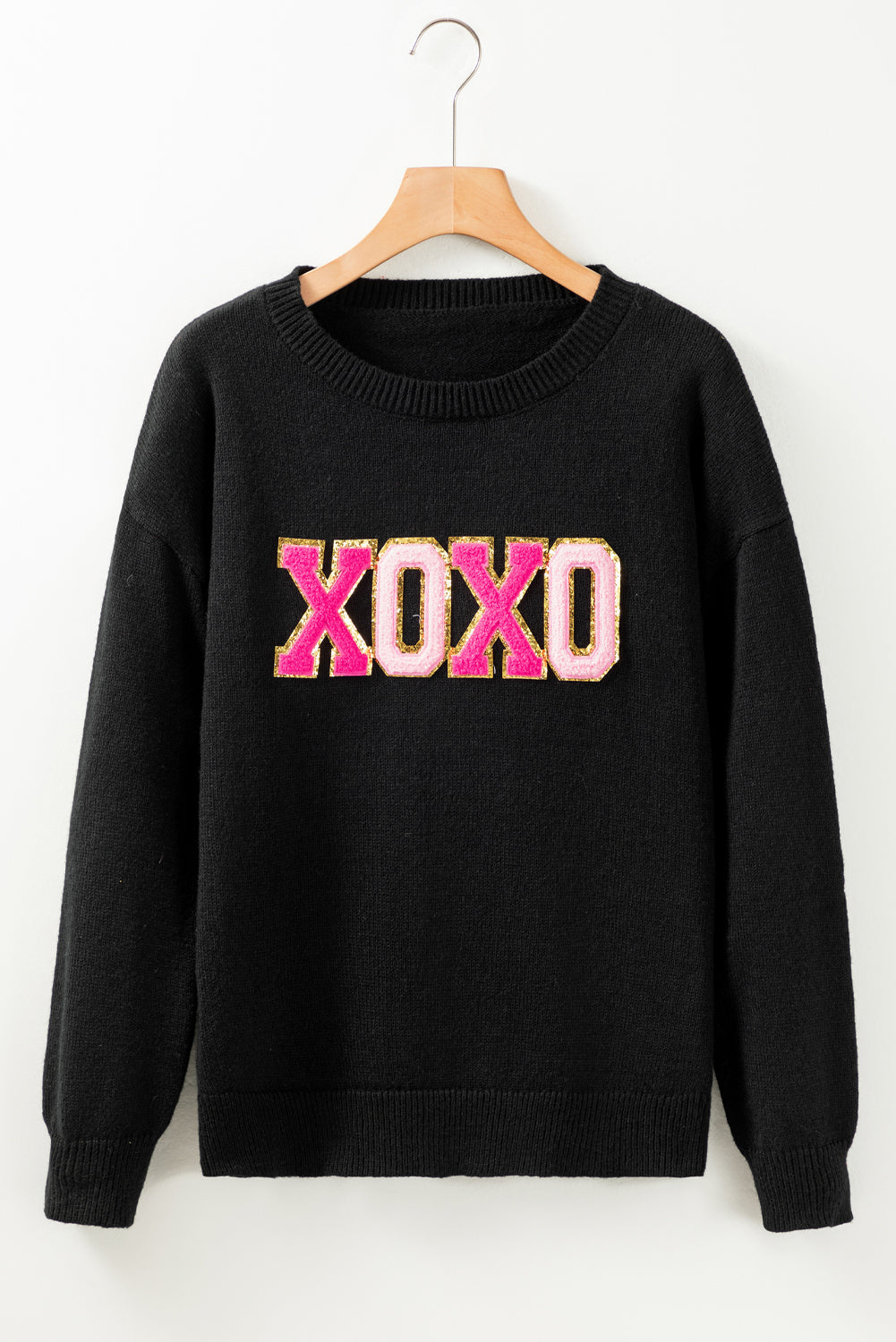 Black Holly Jolly Round Neck Casual Sweater