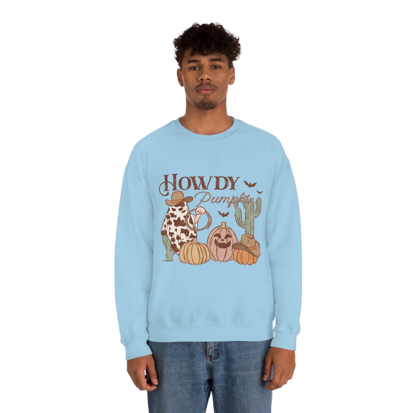 Howdy Pumpkin Cactus Ghost Unisex Heavy Blend™ Crewneck Sweatshirt