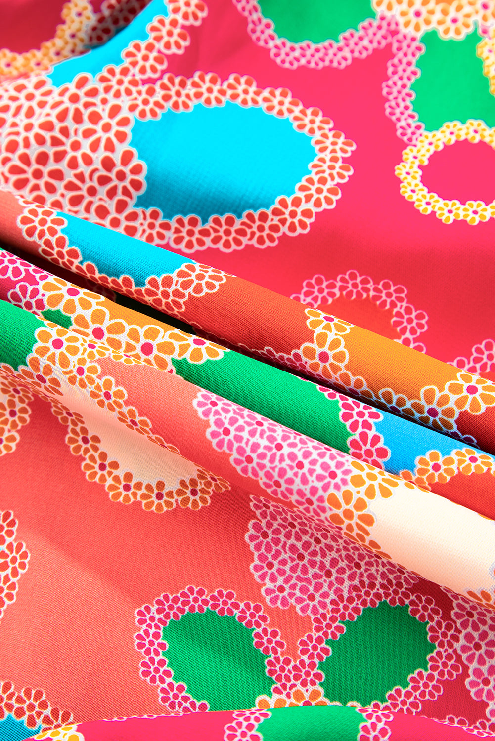 Purple Boho Flower Print Puff Short Sleeve Top