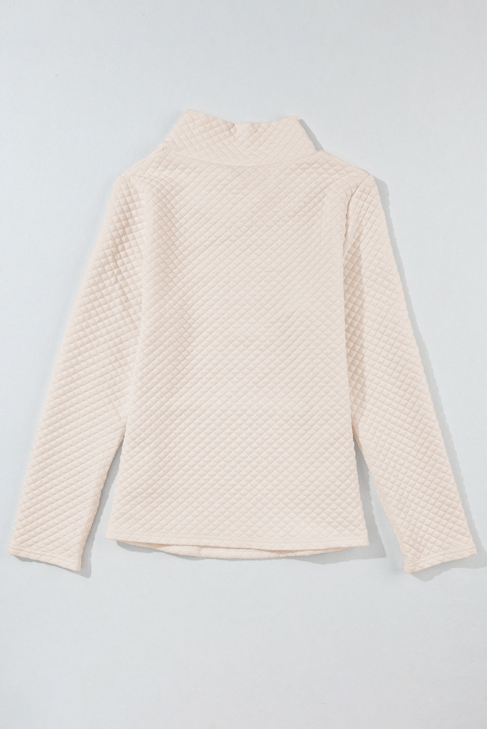 Rose Quilted Buttoned Neckline Stand Neck Pullover Sweatshirt