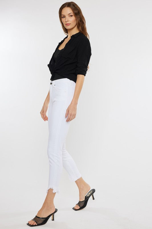 High Rise Hem Detail Ankle Skinny Jeans - KC7267WT