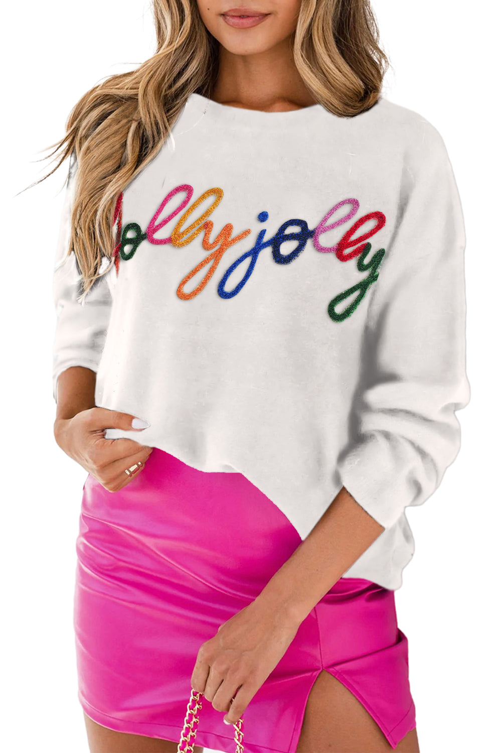 Black Holly Jolly Round Neck Casual Sweater