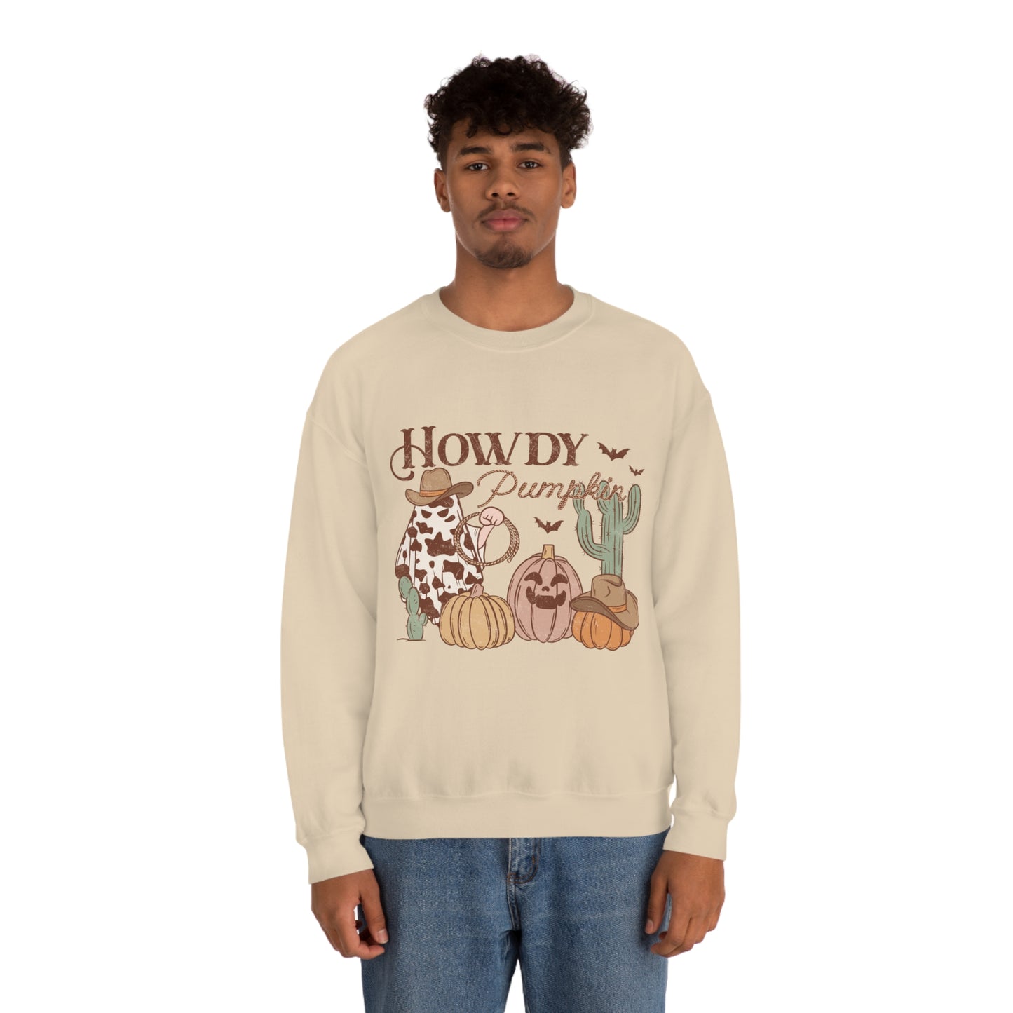 Howdy Pumpkin Cactus Ghost Unisex Heavy Blend™ Crewneck Sweatshirt