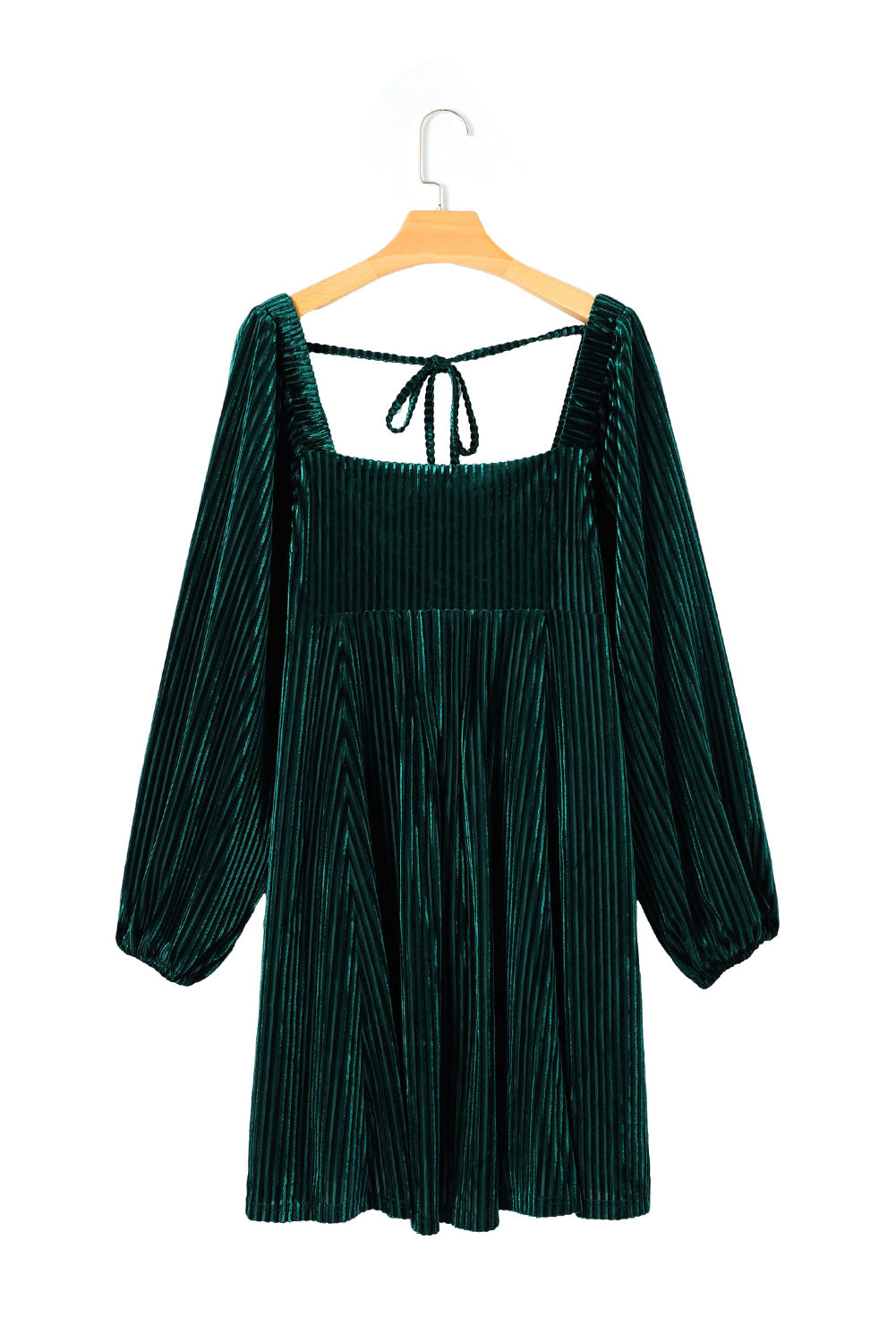 Pale Chestnut Long Sleeve Tiered Ribbed Velvet Dress