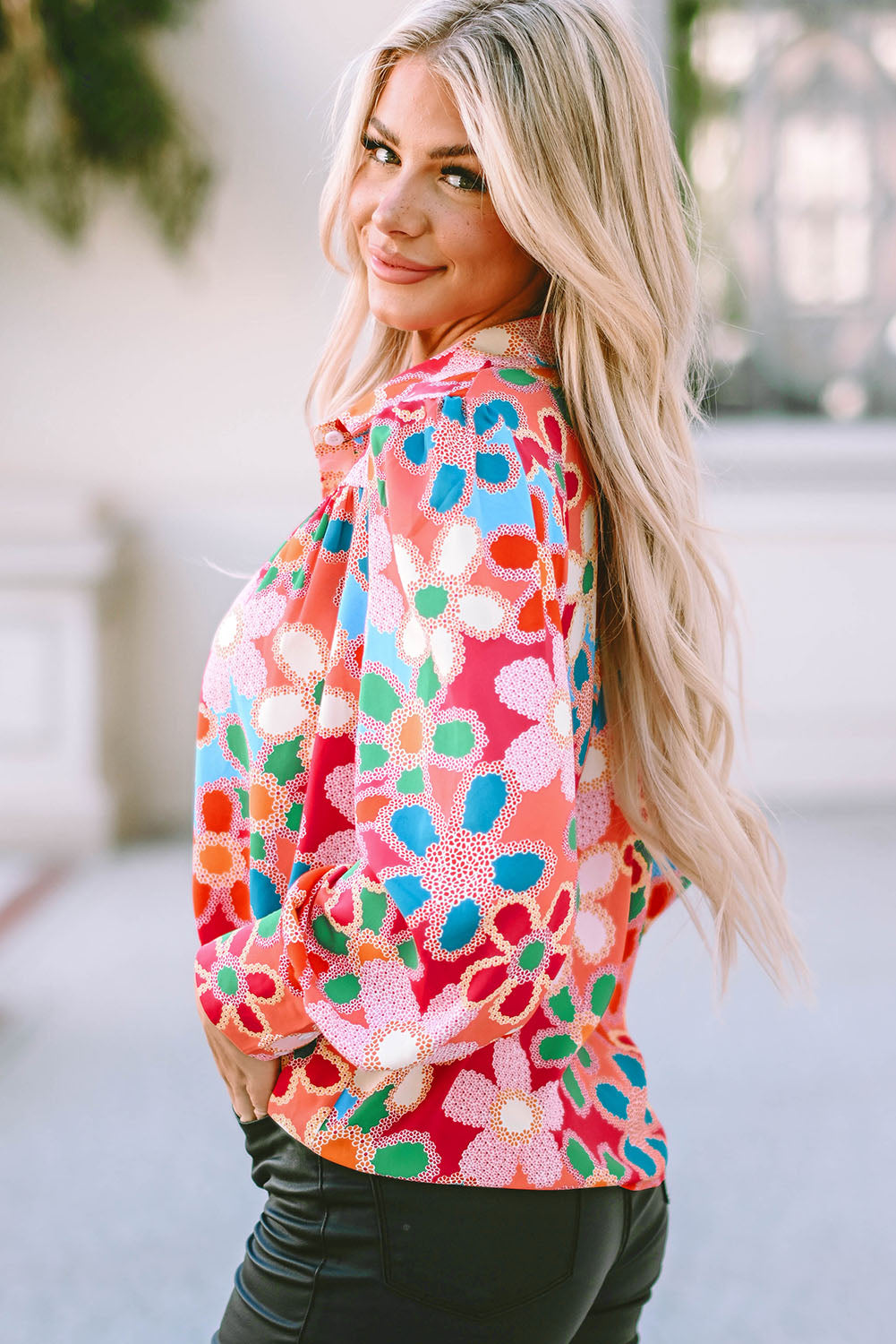 Pink Embroidered Detail Floral Print Ruffle Trim Tank Top