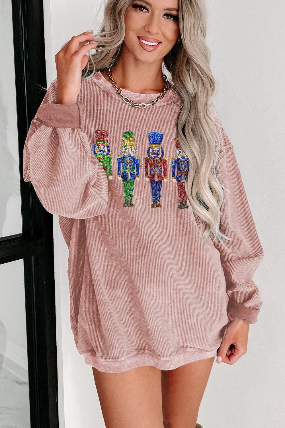 Sequin Nutcracker Corded Sweatshirt