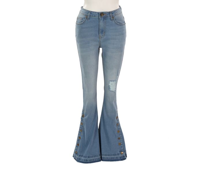 Myra Regina Button Accent Flared Leg Jeans