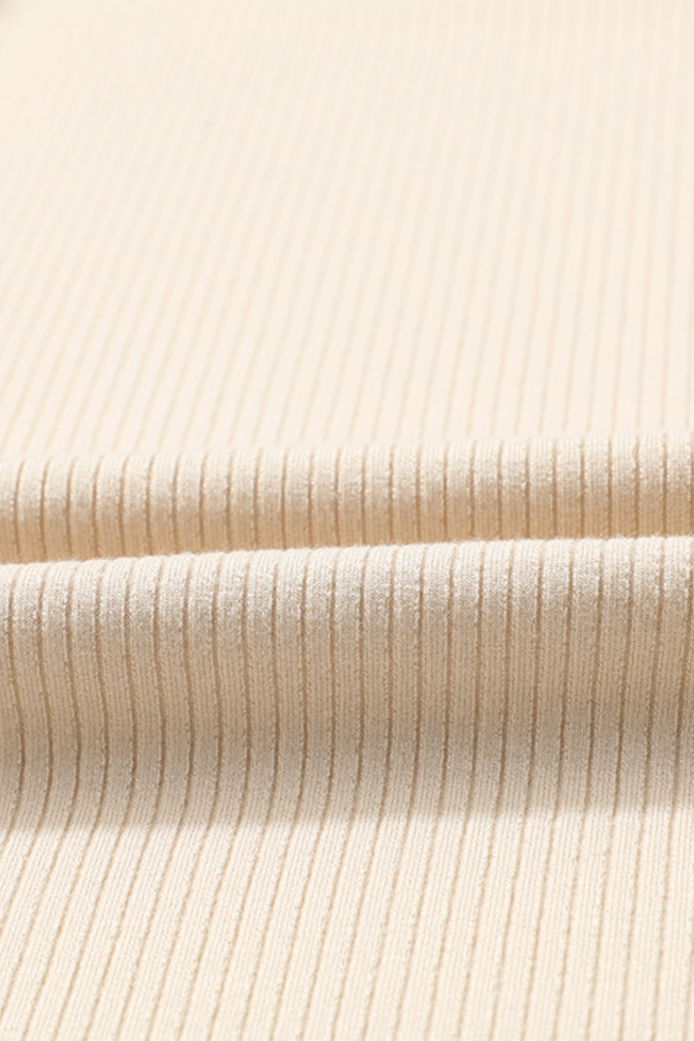 Beige Dotty Mesh Ruffle Sleeve Ribbed Knit Top