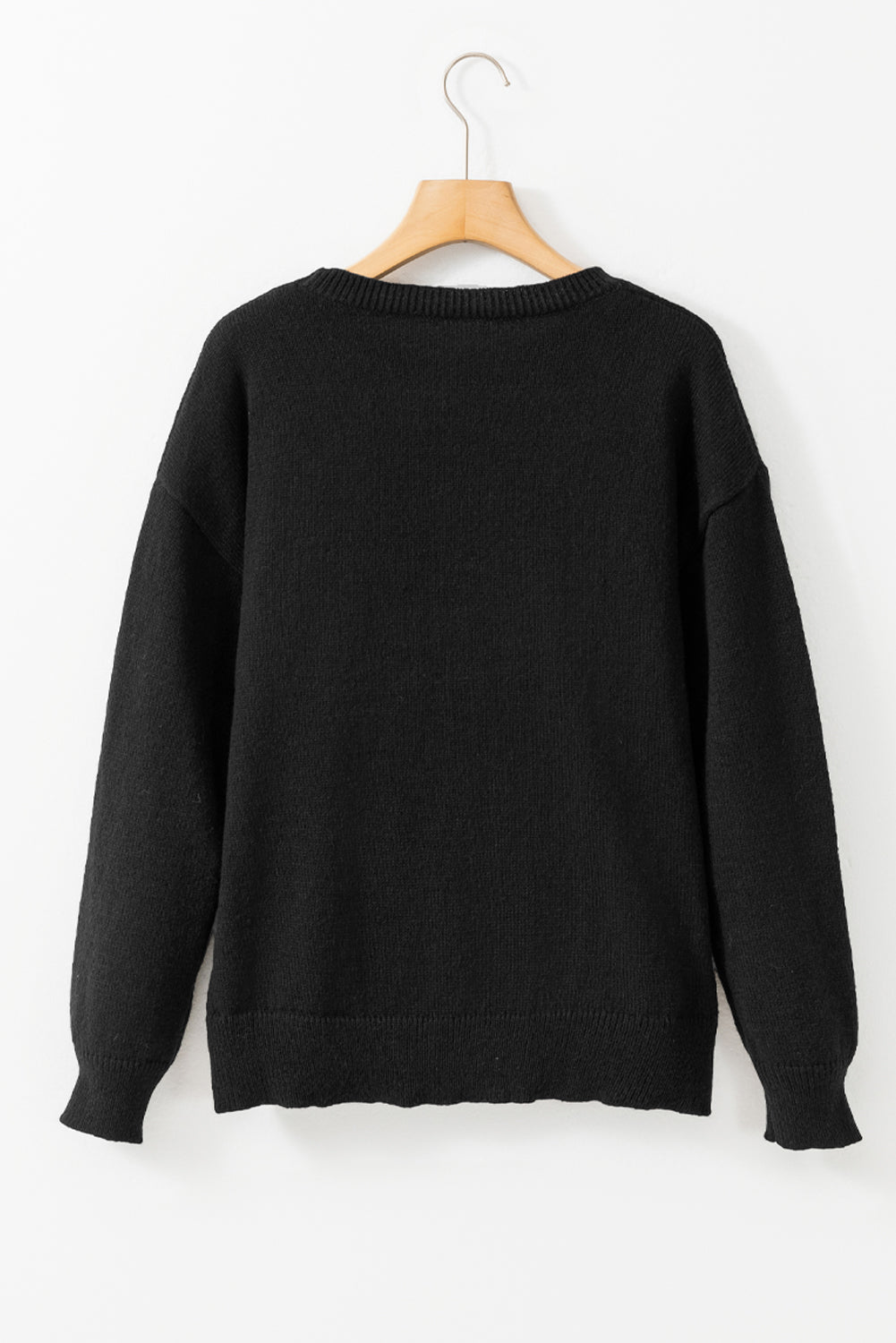 Black Holly Jolly Round Neck Casual Sweater