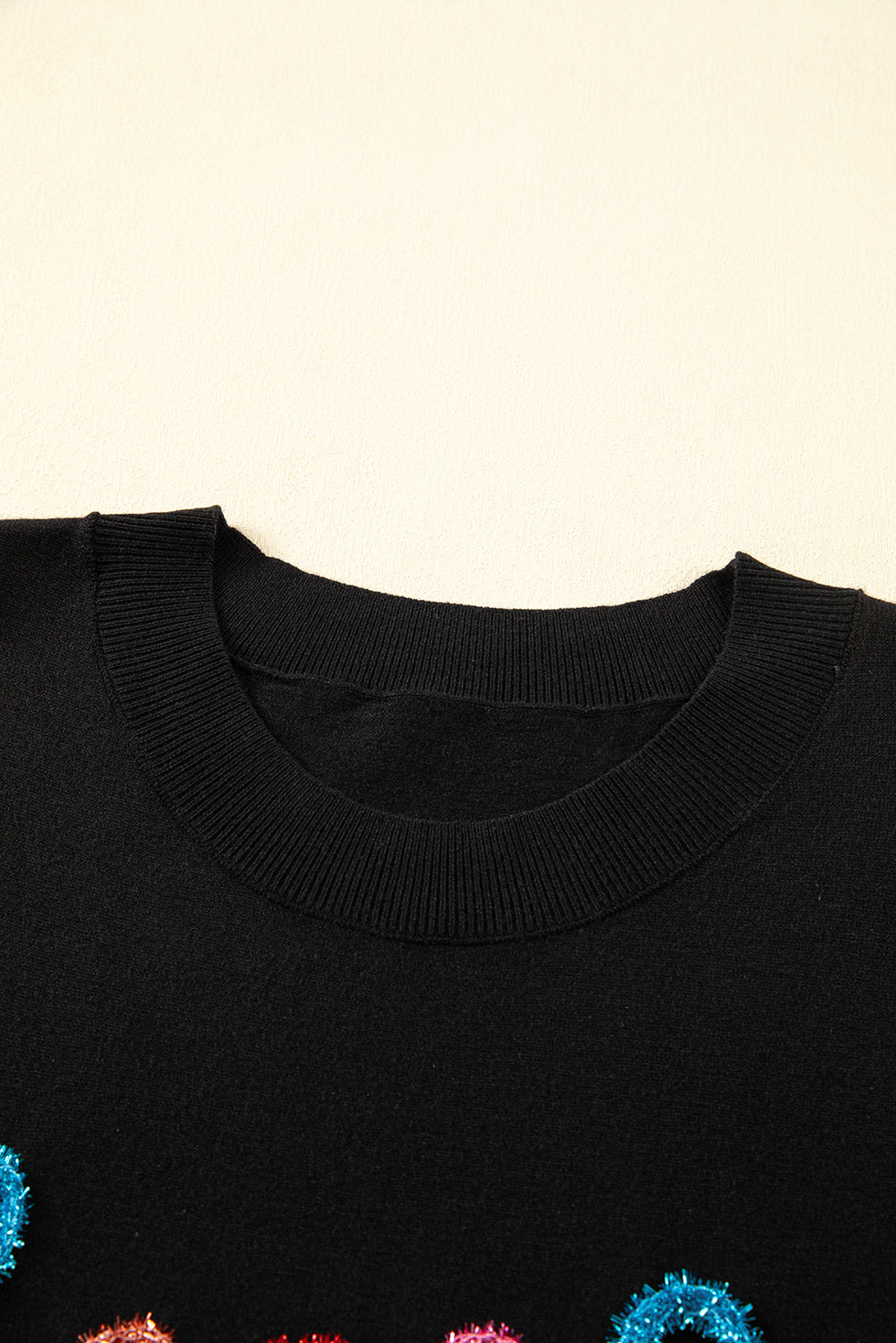 Black Holly Jolly Round Neck Casual Sweater