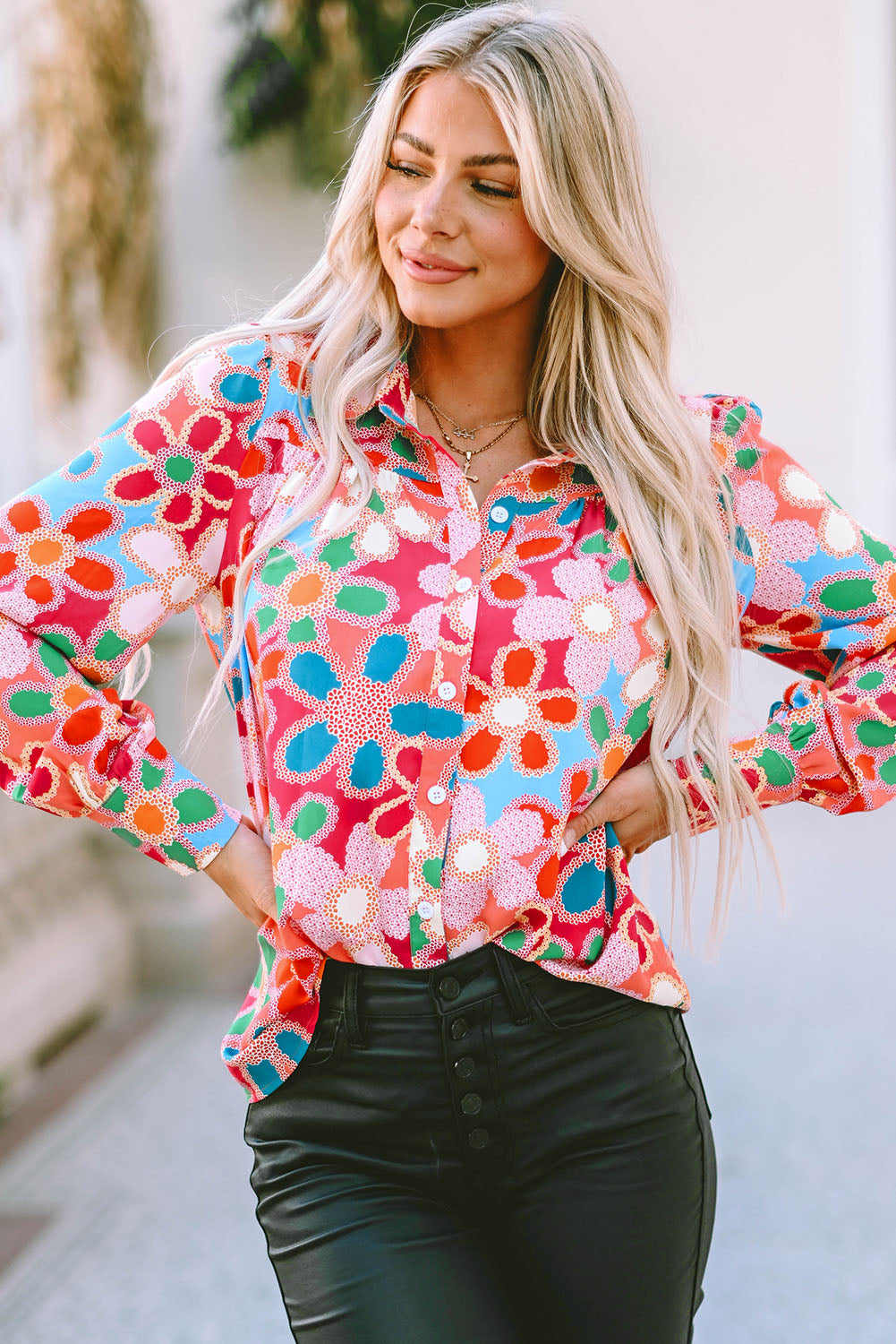 Pink Embroidered Detail Floral Print Ruffle Trim Tank Top