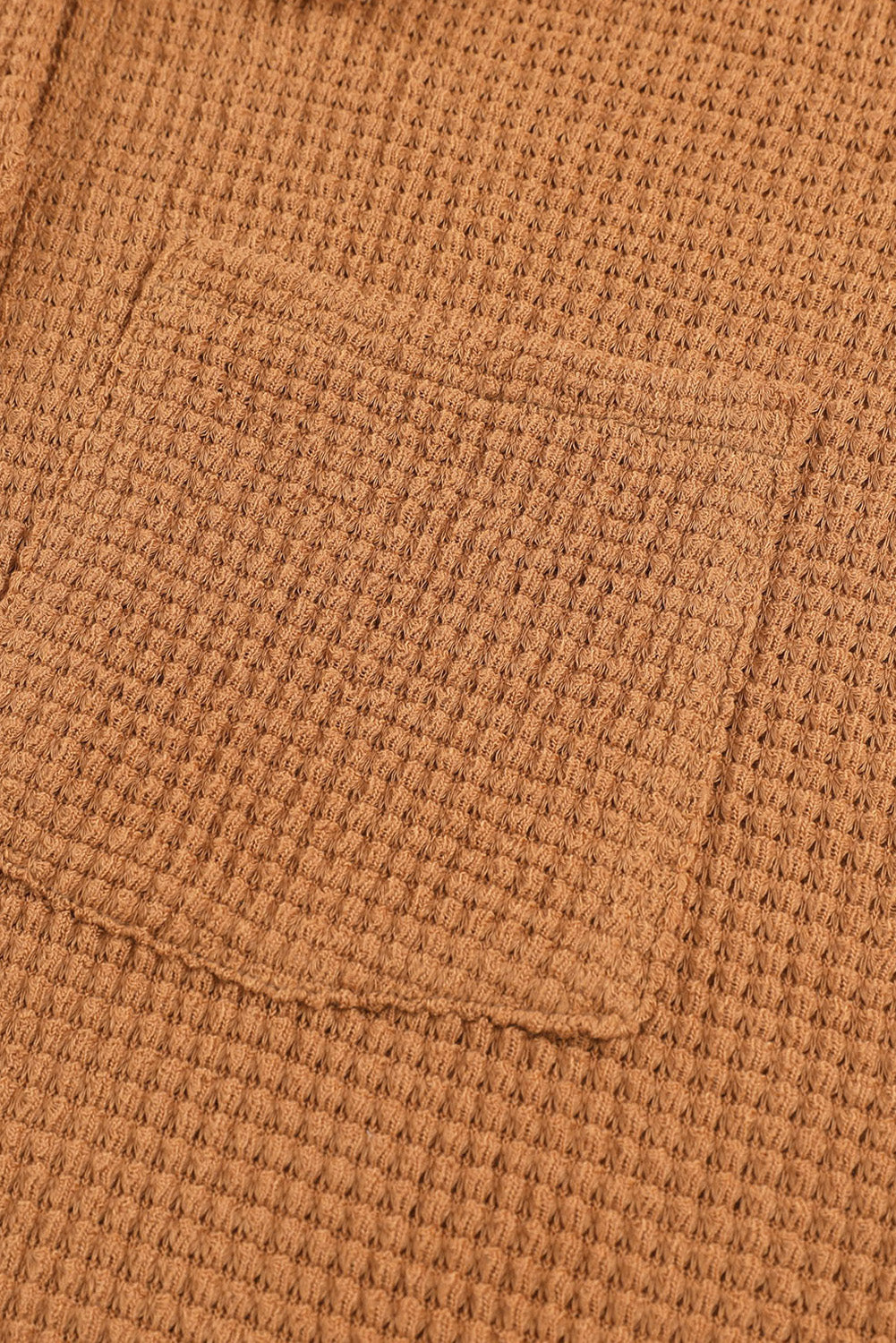 Khaki Waffle Knit Button Up Casual Shirt