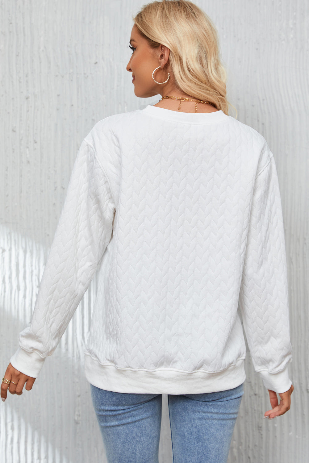 Bright White Merry And Bright Cable Knit Pullover Sweatshirt