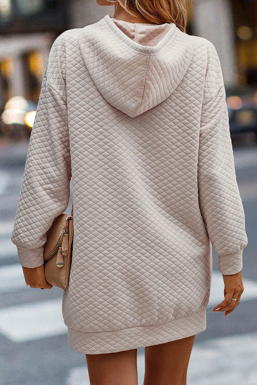 Rose Quilted Buttoned Neckline Stand Neck Pullover Sweatshirt