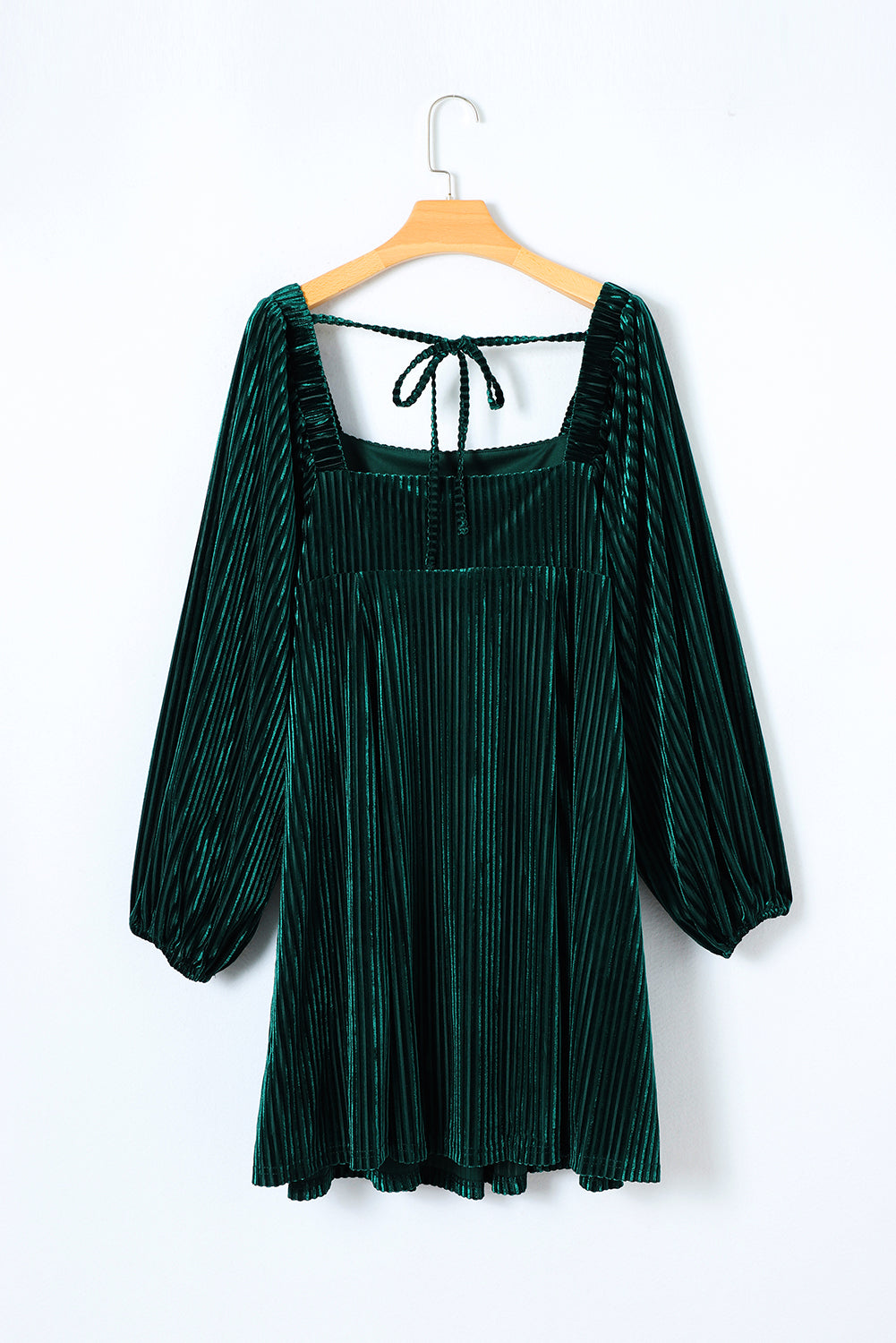 Pale Chestnut Long Sleeve Tiered Ribbed Velvet Dress