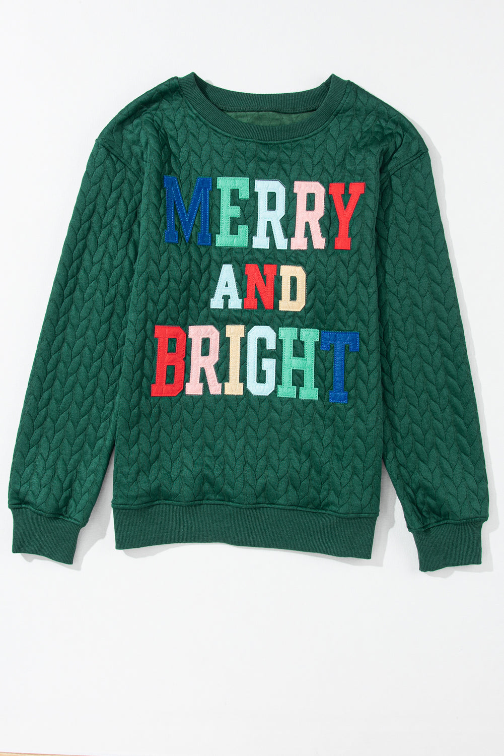 Bright White Merry And Bright Cable Knit Pullover Sweatshirt