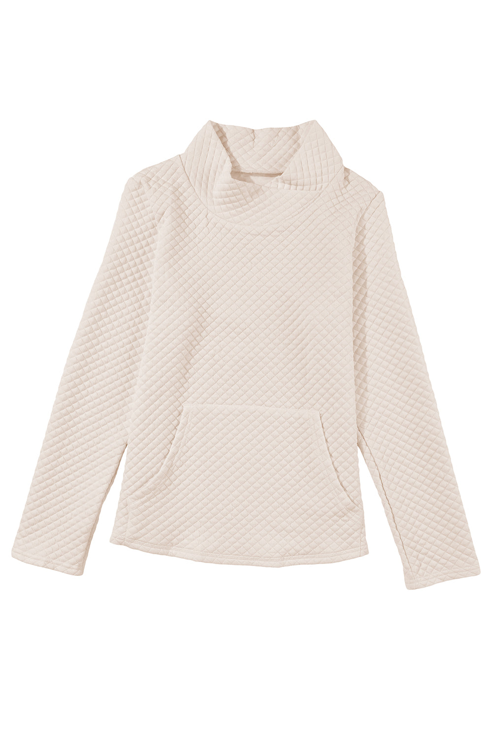 Rose Quilted Buttoned Neckline Stand Neck Pullover Sweatshirt