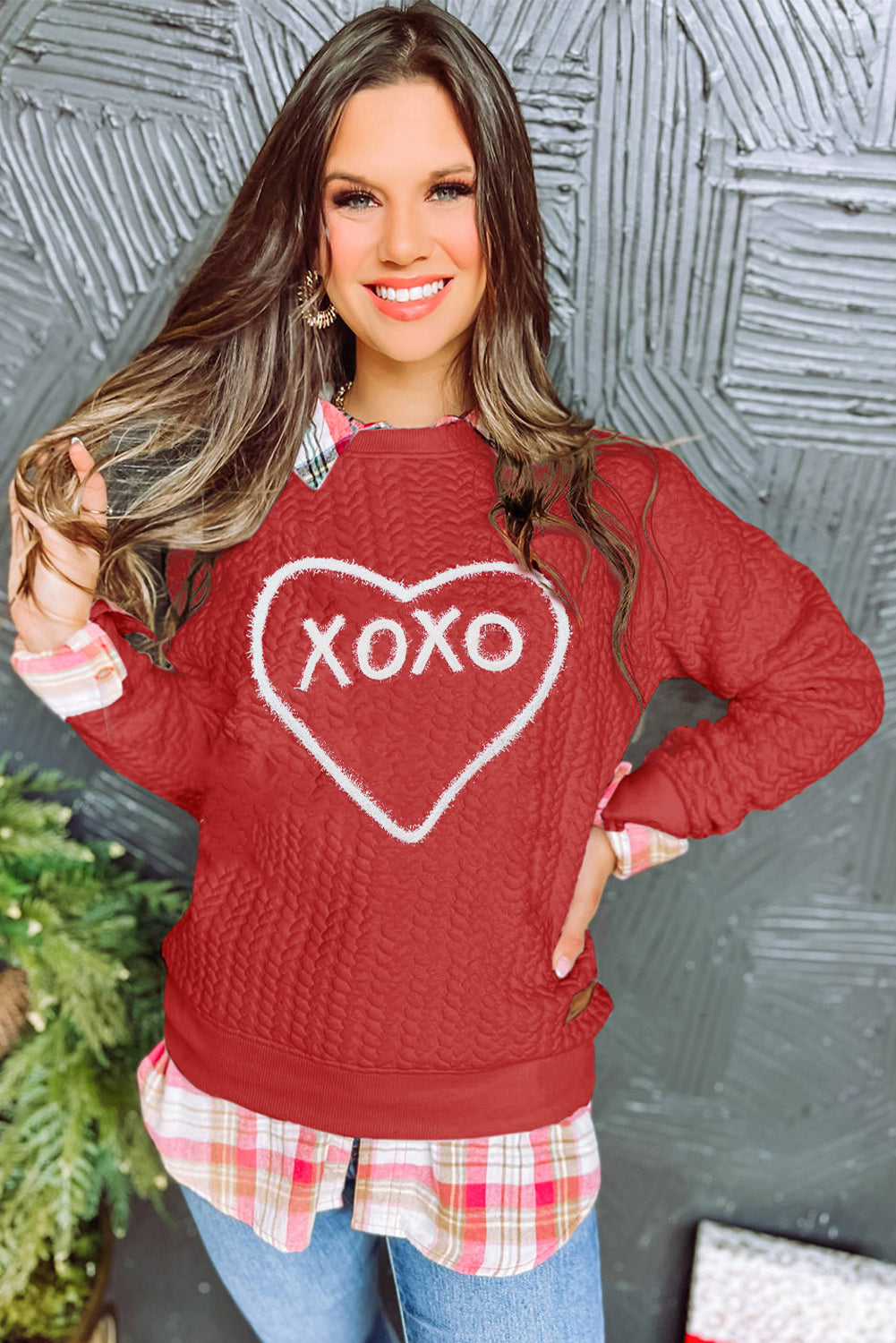 Bright White Merry And Bright Cable Knit Pullover Sweatshirt