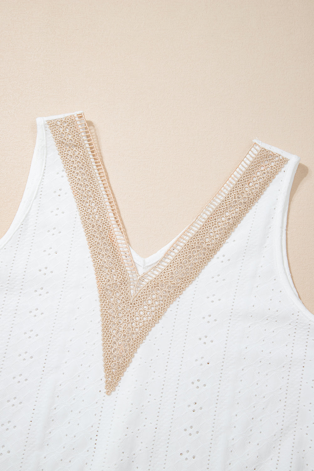 White Eyelet Strappy Scoop-Neck Tank Top