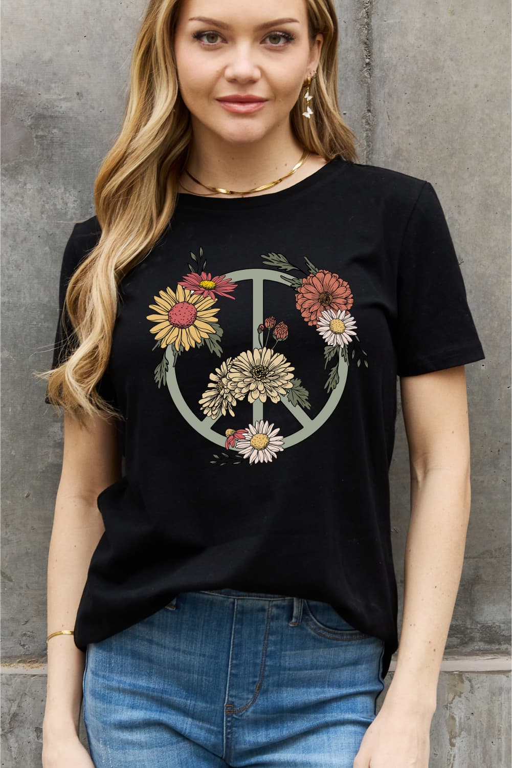 Simply Love Full Size Flower Graphic Cotton Tee