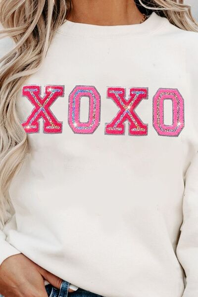 XOXO Round Neck Long Sleeve Sweatshirt